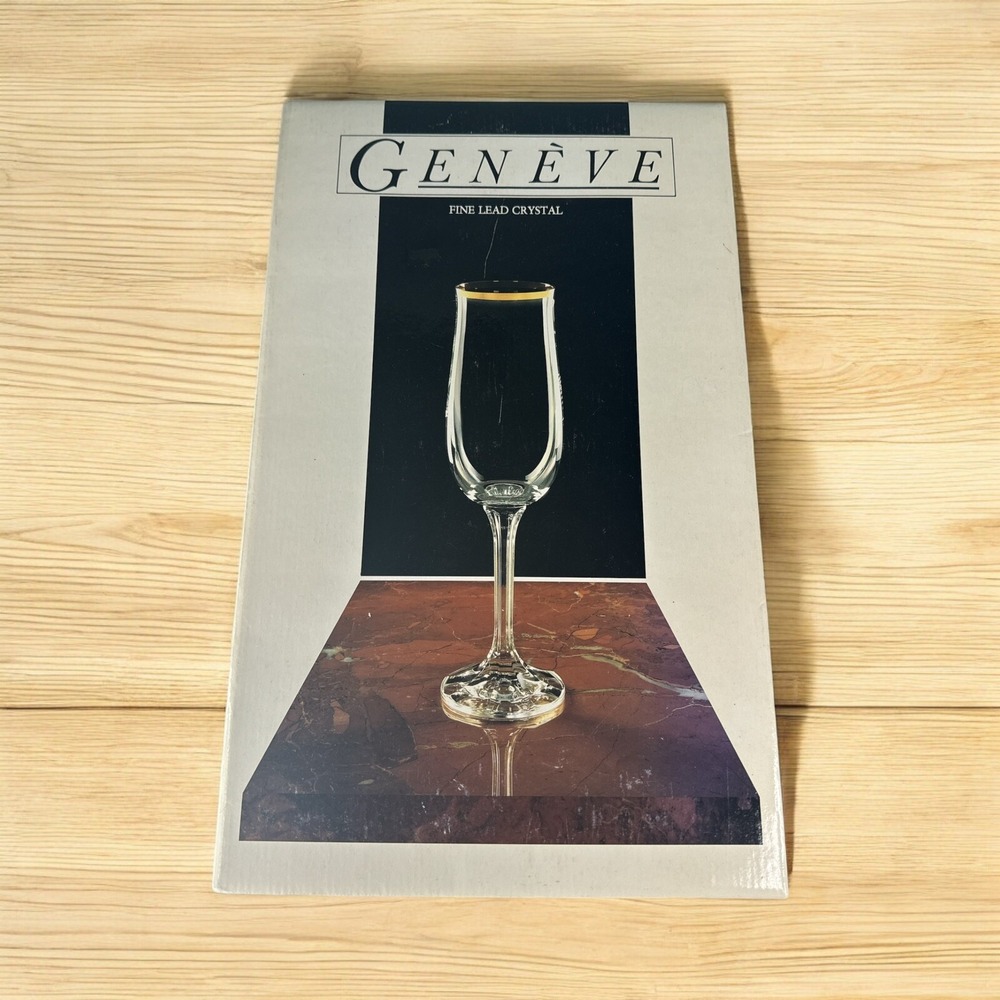 Vintage Geneve Crystal Champagne Flute Glasses Czechoslovakia